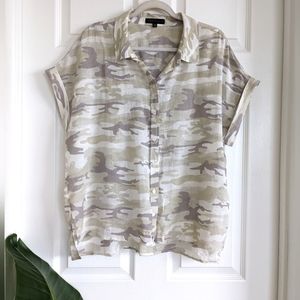 Sanctuary Linen blend Camo shirt